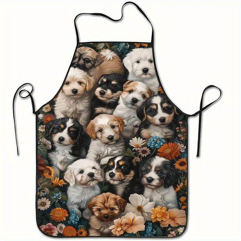 Home Cooking For Dogs - مريلة مطبخ منزلية بتصميم زهور الكلاب