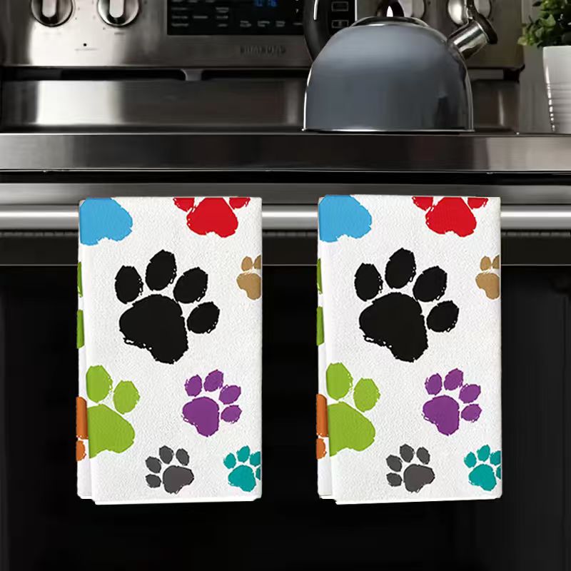 قطعتان، مناشف مطبخ ملونة بتصمي - مراجعة Home Cooking For Dogs وسعره